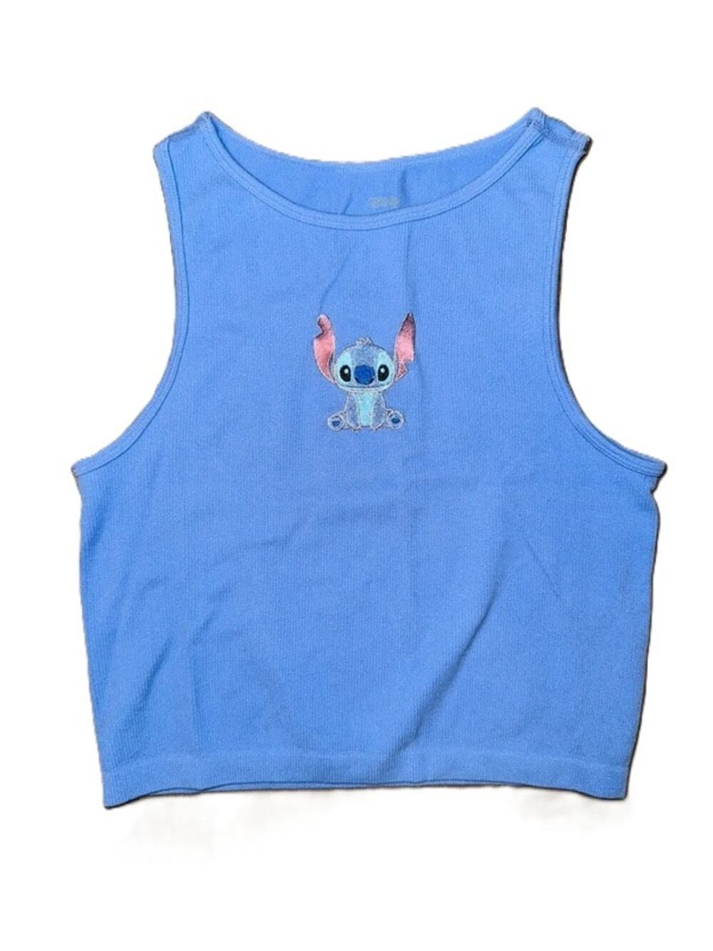 Disney Lilo & Stitch Embroidered Ribbed Crop Tank Top